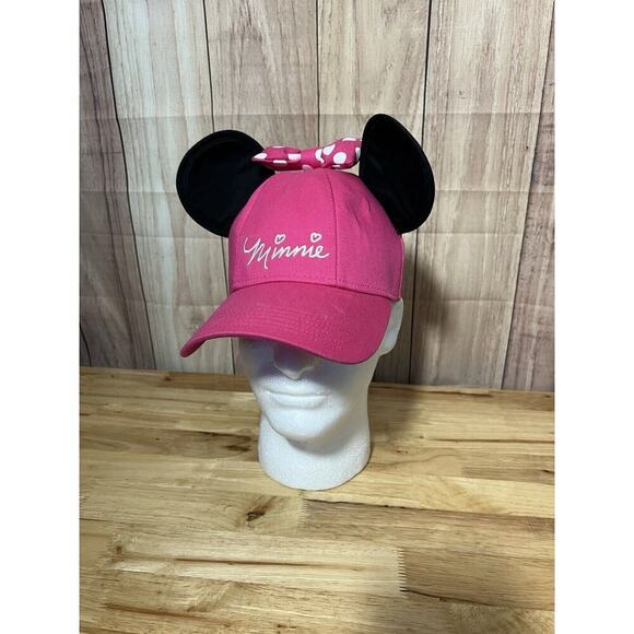 Ladies Minnie Mouse Hat With Ears Pink Adjustable - Picture 1 of 8